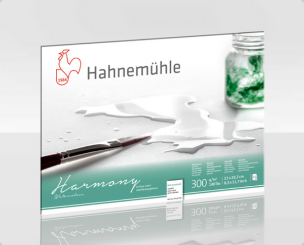 Aquarellpapier Harmony, 12Blatt,  300 g/m², naturweiß, satiniert